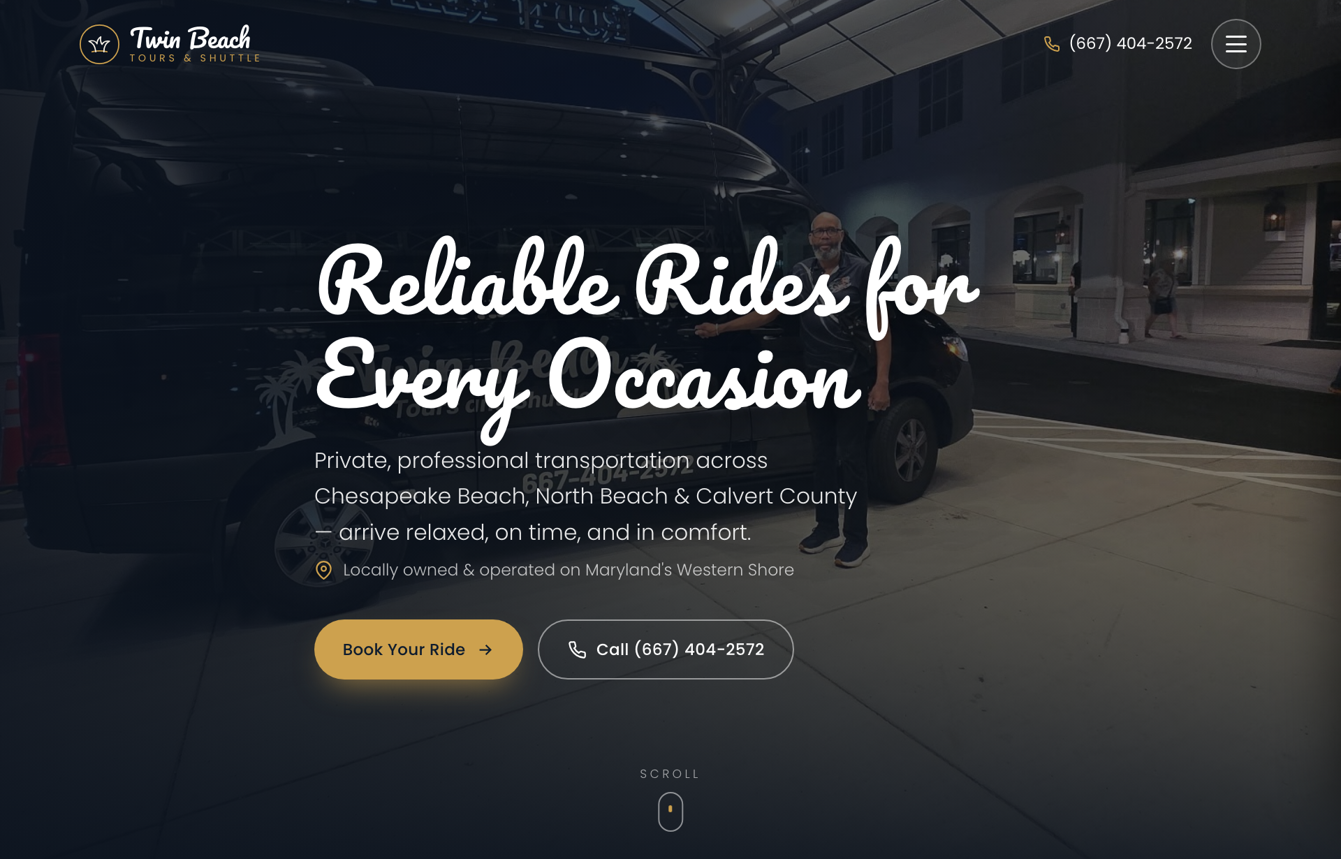 Preview of the proposed Twin Beach Tours single-page website